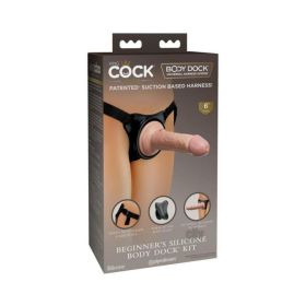 King Cock Elite Beginner's Silicone Body Dock Kit - Harness and 6 Inch Dildo - Light