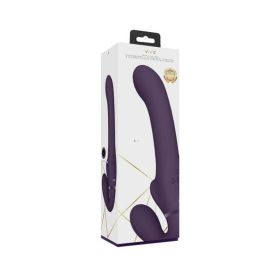 Vive Ai Rechargeable Dual Vibrating & Air Wave Tickler Silicone Strapless Strapon Purple