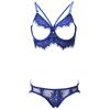 Ladies lace bra and panties 2-piece set (Blue; S)