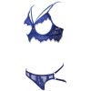 Ladies lace bra and panties 2-piece set (Blue; S)