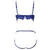 Ladies lace bra and panties 2-piece set (Blue; S)