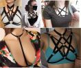 4 Pcs Women Strappy Harness Hollow Out Body Cage Bra Pentagram Top Cupless Sexy Lingerie Plus Size for Women